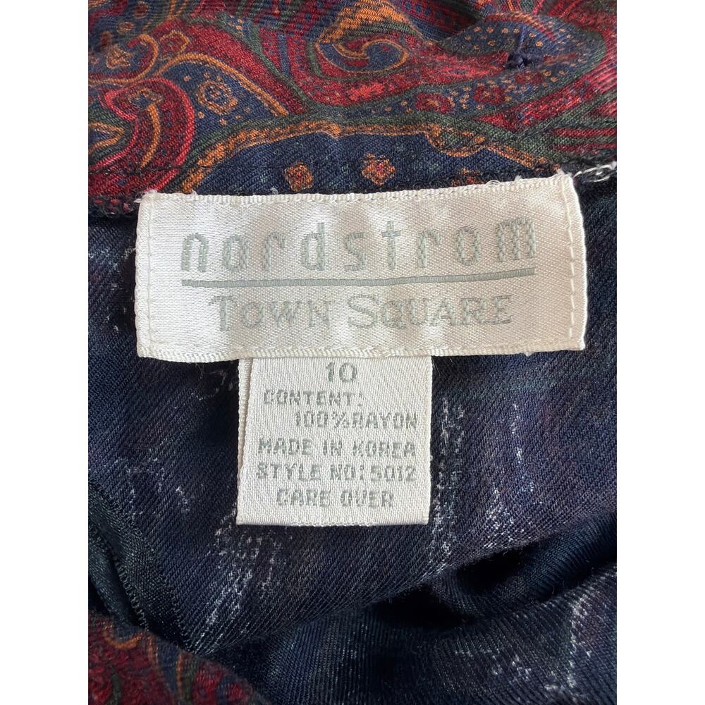 Vintage Nordstrom Town Square Red Paisley Print Side Button Skirt Size 10 KOREA - Picture 5 of 6